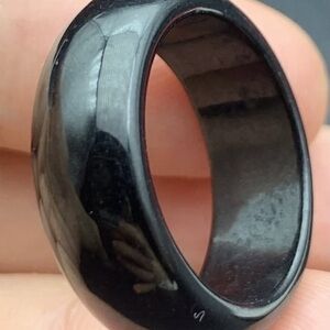 Black jadeite mo cui Men's Ring size7.5